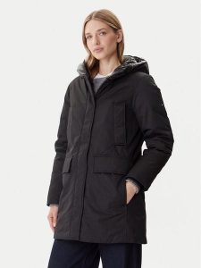 Tommy Hilfiger Parka WW0WW46533 Czarny Relaxed Fit. Czarne płaszcze TOMMY HILFIGER, xxl, bez wzorów, z bawełny, bez kaptura. Za 939,99 zł.