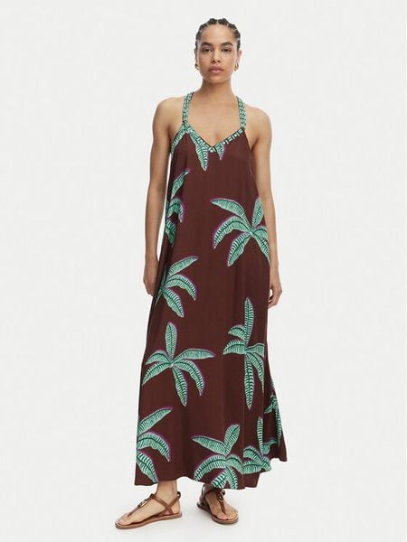 LOLA CASADEMUNT Sukienka letnia LS2616022 Brązowy Relaxed Fit. Brązowe kombinezony LOLA CASADEMUNT, na lato, xs, bez wzorów, bez kołnierzyka, bez ramiączek. Za 354,99 zł.