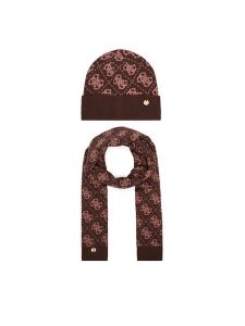 Guess Zestaw szalik i czapka GFBOX WP6401 Brązowy. Brązowe szaliki Guess, z aplikacjami, z wiskozy. Za 294,99 zł.