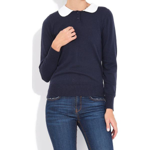 Sweter w kolorze granatowym. Niebieskie swetry klasyczne marki William de Faye, z kaszmiru. W wyprzedaży za 136,95 zł.