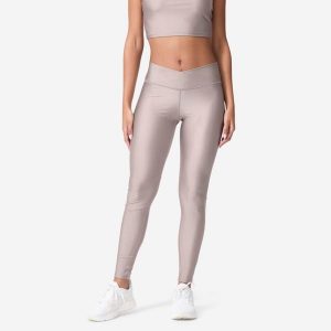 Legginsy fitness damskie Domyos. Szare legginsy DOMYOS, bez wzorów, z materiału. Za 69,99 zł.