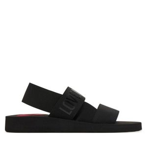 Sandały LOVE MOSCHINO. Czarne sandały LOVE MOSCHINO, bez wzorów, bez obcasa, na płaskiej podeszwie, bez zapięcia. Za 519,99 zł.