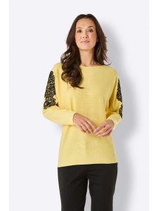 WITT WEIDEN Bluzka w kolorze żółtym rozmiar: 46. Żółte bluzki WITT WEIDEN, z aplikacjami, z kaszmiru, bez kołnierzyka, bez ramiączek. Za 113,99 zł.