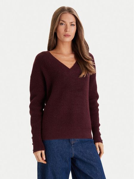 Morgan Sweter 252-MSTAR Bordowy Regular Fit. Czerwone swetry klasyczne Morgan, l, z syntetyku, bez kołnierzyka. Za 266,38 zł.