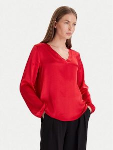 Maryley Bluzka 25IB824/18MA Czerwony Regular Fit. Czerwone bluzki Maryley, s, bez wzorów, z wiskozy, bez kołnierzyka, bez ramiączek. Za 229,99 zł.