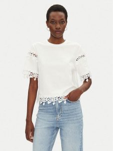 Morgan T-Shirt 251-DFUTUR M Biały Regular Fit. Białe t-shirty Morgan, m, bez wzorów, z bawełny, bez kołnierzyka, bez ramiączek. Za 129,99 zł.
