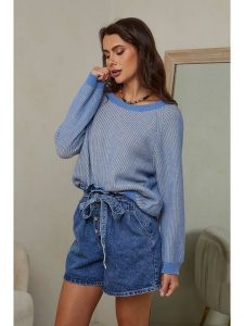 Joséfine Sweter "Barcs" w kolorze niebieskim rozmiar: XL. Niebieskie swetry oversize Joséfine, xl, bez wzorów, z kaszmiru, bez ramiączek. Za 153,71 zł.