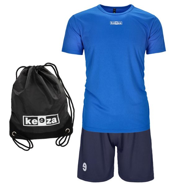 Wyprawka szkolna - Koszulka, spodenki, worek. Niebieskie bluzki KEEZA, bez wzorów, sportowe, bez kołnierzyka, bez ramiączek. Za 55,00 zł.