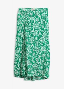 Spódnica midi z miękkiej mieszanki wiskozy. Zielone spódnice bonprix, bez wzorów, z wiskozy, midi. Za 54,99 zł.