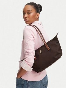 Tommy Hilfiger Torebka Popette East West Tote AW0AW19211. Shopper bag TOMMY HILFIGER, bez wzorów, bez dodatków. Za 409,99 zł.