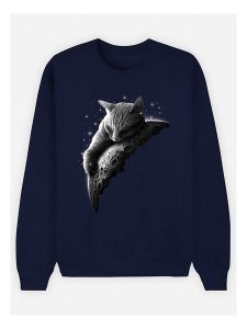 WOOOP Bluza "Moon Cat" w kolorze granatowym rozmiar: S. Niebieskie bluzy Wooop, s, bez wzorów, bez kaptura. Za 100,99 zł.