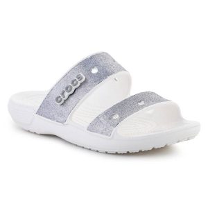 Crocs Klapki Classic Croc Glitter Ii Sandal W 207769-90H szare. Szare klapki bez wzorów, z materiału, bez obcasa. Za 303,63 zł.