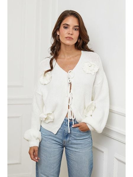 L'armoire de Suzette Kardigan w kolorze białym rozmiar: 38/40. Białe kardigany L'armoire de Suzette, l, z aplikacjami, ze splotem, bez ramiączek. Za 170,07 zł.
