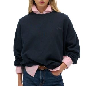 Bluza damska Superdry Essential Logo Gd. Czarne bluzy Superdry, bez wzorów, bez kaptura. Za 288,40 zł.