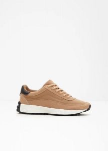 Sneakersy. Brązowe buty sportowe bonprix, bez wzorów, z materiału, bez zapięcia. Za 129,99 zł.