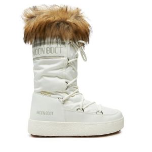 Śniegowce Moon Boot. Białe buty zimowe Moon Boot, bez obcasa, bez zapięcia. Za 789,99 zł.