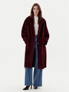 Dixie Futro K330Y009A Bordowy Regular Fit. Czerwone płaszcze Dixie, l, bez wzorów, z futra, bez kaptura. Za 989,99 zł.