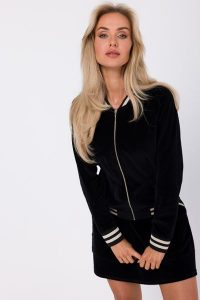Bluza Bomberka z Weluru - Czarna. Czarne bluzy MOE, l, bez wzorów, z bawełny, bez kaptura. Za 344,90 zł.