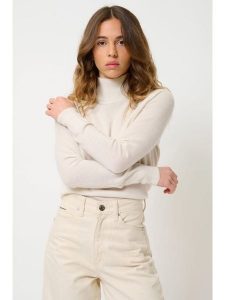 AUTHENTIC CASHMERE Kaszmirowy sweter "Eileen" w kolorze kremowym rozmiar: S. Brązowe swetry oversize AUTHENTIC CASHMERE, na lato, s, bez wzorów, z kaszmiru, bez ramiączek. Za 392,52 zł.