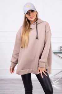 Bluza ocieplana z suwakiem na boku ciemno beżowa. Brązowe bluzy KESI, l, bez wzorów, z bawełny, bez kaptura. Za 250,94 zł.