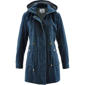 Parka bawełniana na podszewce z dżerseju. Zielone kurtki bonprix, bez wzorów, z bawełny, z kapturem. Za 289,99 zł.