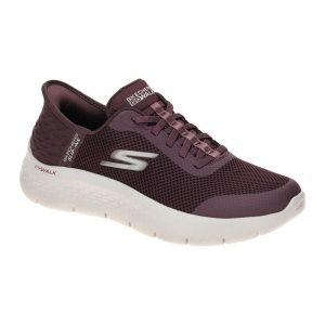 Buty SKECHERS SLIP-INS GO WALK FLEX Bordeaux. Czerwone buty sportowe Skechers, bez wzorów, z tkaniny, bez zapięcia. Za 383,28 zł.
