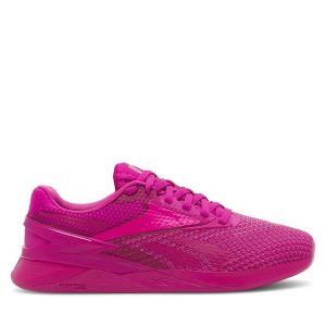 Buty na siłownię Reebok. Czerwone buty sportowe Reebok, bez wzorów, bez zapięcia, na fitness i siłownię. Za 359,99 zł.