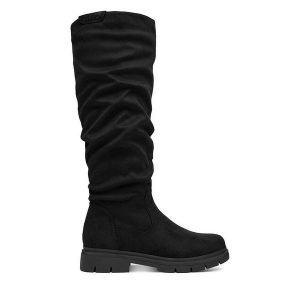 Kozaki Go Soft. Czarne kozaki Go Soft, bez wzorów, bez obcasa, na płaskiej podeszwie, bez zapięcia. Za 249,99 zł.