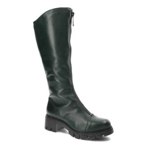 Zielone Kozaki Simen Modne Wygodne Buty Damskie. Zielone kozaki Simen, na zimę, bez wzorów, ze skóry, przed kolano, bez obcasa, bez zapięcia. Za 519,00 zł.