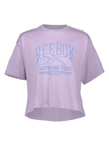 Reebok Koszulka w kolorze fioletowym rozmiar: S. Różowe bluzki Reebok, s, bez wzorów, z bawełny, bez kołnierzyka, bez ramiączek. Za 52,67 zł.