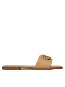 DeeZee Klapki Q877-44 Beżowy. Brązowe klapki DeeZee, bez wzorów, z materiału, bez obcasa. Za 83,99 zł.