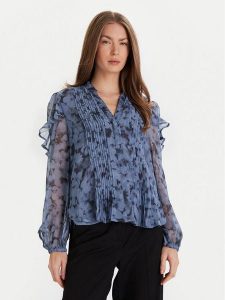 French Connection Bluzka 72ZBA Niebieski Regular Fit. Niebieskie bluzki French Connection, bez wzorów, z syntetyku, bez kołnierzyka, bez ramiączek. Za 359,99 zł.