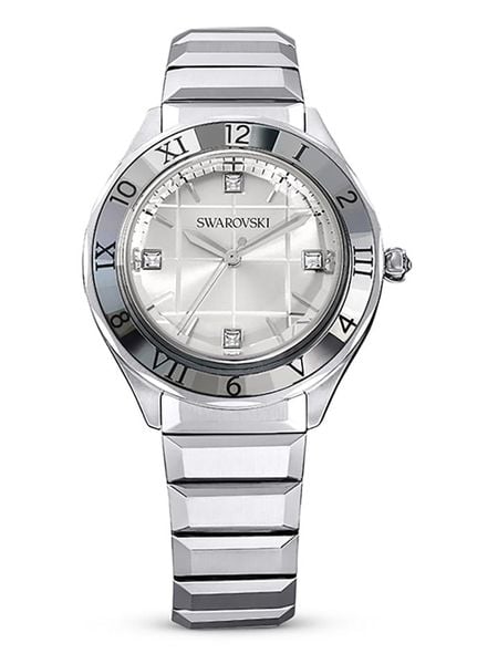 Swarovski Zegarek kwarcowy w kolorze srebrno-antracytowo-białym rozmiar: onesize. Szare, analogowe zegarki Swarovski. Za 632,42 zł.