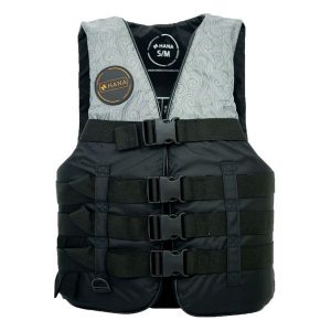 Kamizelka nylonowa 50N w kolorze szarym. Czarne kamizelki HANA OUTDOORS, xl, bez wzorów, z nylonu, bez kołnierzyka, bez ramiączek, bez kaptura. Za 229,99 zł.