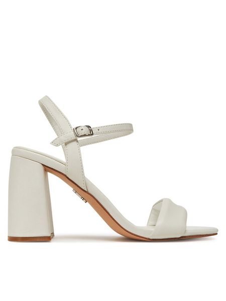 Steve Madden Sandały Mareena SM11003691 Biały. Białe sandały Steve Madden, bez wzorów, ze skóry, bez obcasa, na słupku, bez zapięcia. Za 359,99 zł.