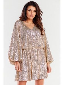 Awama Sukienka w kolorze beżowym rozmiar: onesize. Brązowe sukienki Awama, bez wzorów, bez kołnierzyka, bez ramiączek, mini. Za 279,99 zł.