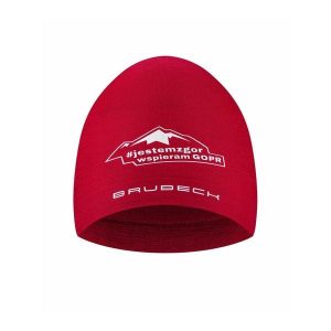 Czapka wełniana unisex jednowarstwowa Brubeck #JESTEMZGOR #WSPIERAMGOPR. Czerwone czapki Brubeck, bez wzorów, z elastanu. Za 76,07 zł.