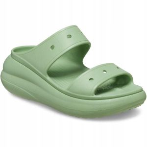 Klapki Dla Dorosłych Crocs Classic Crush. Zielone klapki Crocs, bez wzorów, z materiału, bez obcasa. Za 167,99 zł.
