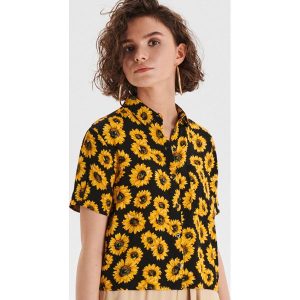 Krótka koszula z nadrukiem - Żółty. Koszule marki Cropp. Za 49,99 zł.