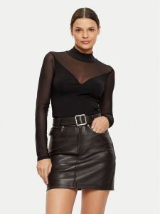 Morgan Bluzka 242-TIMARA Czarny Slim Fit. Czarne bluzki Morgan, m, bez wzorów, z syntetyku, bez kołnierzyka, bez ramiączek. Za 159,99 zł.