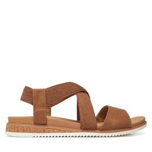 Sandały Skechers. Brązowe sandały Skechers, bez wzorów, bez obcasa, na płaskiej podeszwie, bez zapięcia. Za 159,99 zł.
