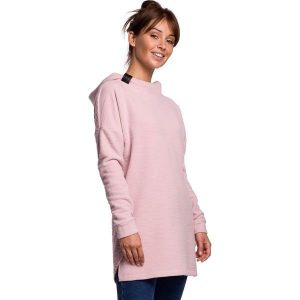 Nierozpinana Asymetryczna Bluza z Kapturem - Pudrowa. Czarne bluzy MOE, l, bez wzorów, z bawełny, z kapturem. Za 253,90 zł.