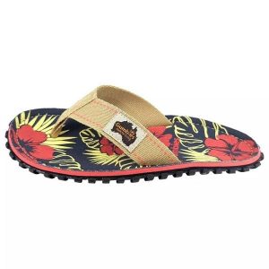 Japonki Gumbies Islander Denim Hibiscus GU-FFISL109 wielokolorowe. Klapki bez wzorów, z bawełny, bez obcasa. Za 264,57 zł.