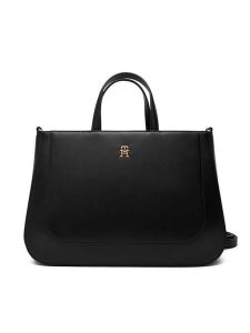 Tommy Hilfiger Torebka Th Glam Satchel AW0AW18145 Czarny. Czarne torebki klasyczne TOMMY HILFIGER, bez wzorów, ze skóry, bez dodatków. Za 699,99 zł.