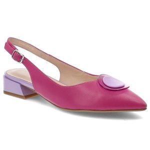 Różowe Sandały S.Barski Eleganckie Obuwie Damskie. Czerwone sandały S.BARSKI, z aplikacjami, ze skóry, bez obcasa, na obcasie, bez zapięcia. Za 339,00 zł.