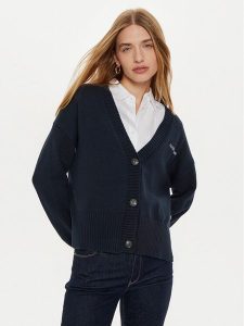 Guess Jeans Kardigan W4BR81 Z3HM1 Granatowy Regular Fit. Niebieskie kardigany Guess Jeans, z bawełny. Za 349,99 zł.
