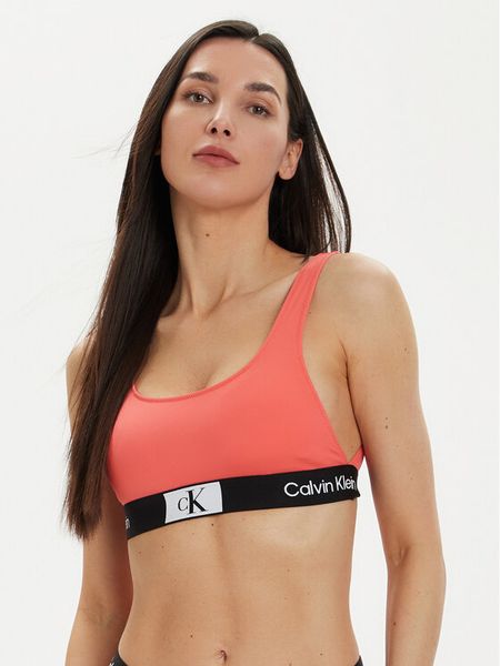 Calvin Klein Swimwear Góra od bikini KW0KW02354 Koralowy. Pomarańczowe bikini Calvin Klein Swimwear, bez wzorów, z syntetyku. Za 169,99 zł.