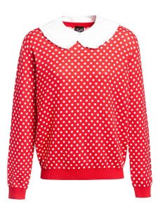 Pussy Deluxe Sweter "Chic Dotties" w kolorze czerwono-białym rozmiar: L. Białe swetry oversize Pussy Deluxe, l, bez wzorów, z bawełny, bez ramiączek. Za 118,84 zł.