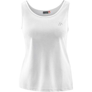 Damski tank top Maier Sports Petra. Białe topy Maier Sports, bez wzorów, z materiału, sportowe, bez kołnierzyka, bez ramiączek. Za 131,31 zł.