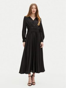 Guess Sukienka wieczorowa W5PK1X WD8G2 Czarny Regular Fit. Czarne sukienki Guess, m, z aplikacjami, z syntetyku, wizytowe, bez kołnierzyka, bez ramiączek. Za 529,99 zł.